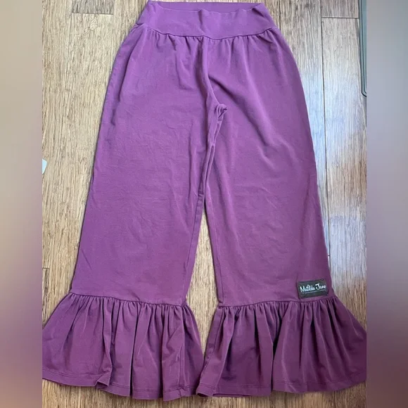 Matilda Jane Pants Womens Ruffle Mauve Cropped Lightweight size small 1122 - Picture 1 of 4